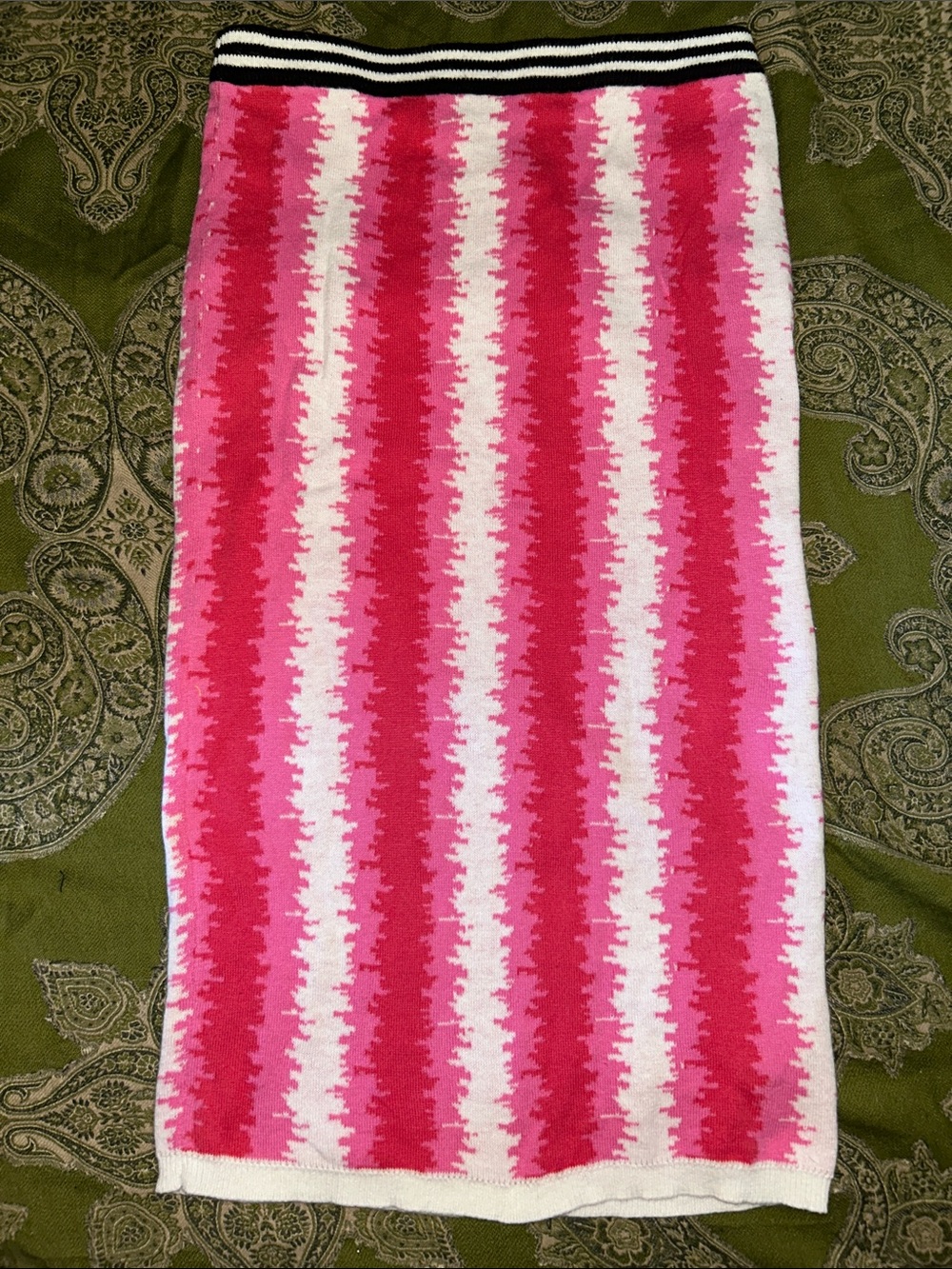 Topshop Pink and White Striped Knit Pencil Skirt